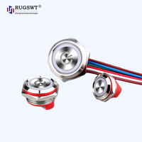 Interrupteur à bouton-poussoir de qualité industrielle SUS304 SUS316 avec connecteur filaire, lumière LED RVB multicolore personnalisée, IP67