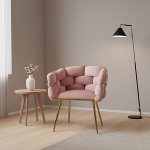 Sillón individual moderno de terciopelo con patas de metal y diseño de respaldo con pinchos para dormitorio, sala de estar y uso recreativo. - Product Image 2