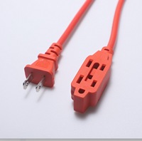 Câble d'extension électrique US 2 broches NEMA 1-15P mâle vers triple 1-15R femelle, rouge, PVC, câble en cuivre pur, multiprise