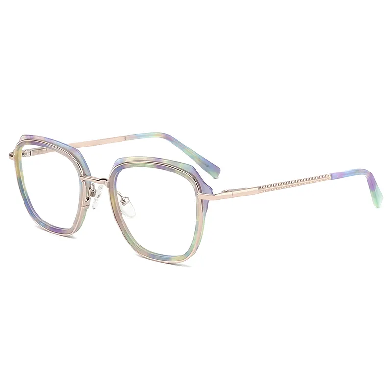 Оптовая продажа, модные ацетатные металлические очки большого размера с оптической оправой YD1032