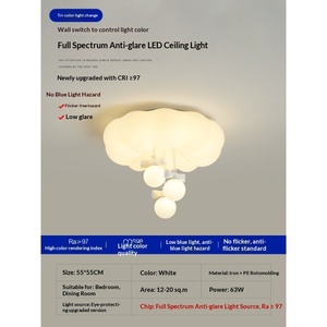 Lámpara de Techo Chuang Jijian Bubble Cloud para Dormitorio Principal, Estilo Crema, Moderna, Sencilla, Cálida y Romántica, Lámpara Incandescente para Habitación Infantil - Product Image 5