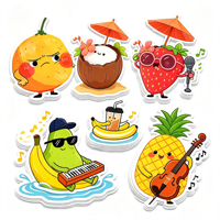 Aangepaste schattige cartoon stickers, waterdicht, krasbestendig, fruit, dessert en groente, gestanste voedselstickers, cadeau voor tieners en kinderen