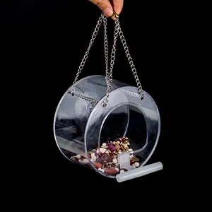 Wholesale Garden Round Acrylic Hanging Window Bird Feeder With Sucker Pole