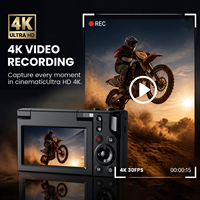 Appareil photo numérique CCD mini 3 pouces avec autofocus, batterie grande capacité 2000 mAh, zoom 16x et 4K avec 180° de champ de vision ° Écran rabattable pour la photographie, ambiance vintage