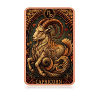 Pièce de monnaie carrée en cuivre avec 12 signes du zodiaque, impression UV couleur, style tarot vintage, lingot de cuivre fin .999 de 1 oz et 5 oz