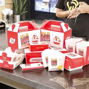 Biểu Tượng Tùy Chỉnh Kraft Giấy Thực Phẩm Hộp Dùng Một Lần Burger Bao Bì Hộp Không Thấm Mỡ Takeaway Container Cho Bánh Hamburger Pháp Khoai Tây Chiên - Product Image 1