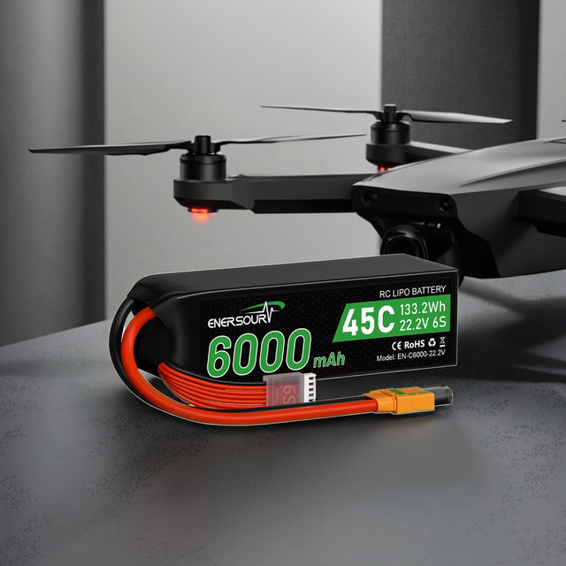 Enersource High Performance 6S 14.8V/22.2V Lithium Ion Battery Pack 6000mAh for FPV UAV Drone RC 45C Performance