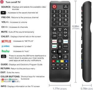 جهاز تحكم عن بعد عالمي BN59-01315A يعمل مع تلفزيونات سامسونج الذكية 4K كريستال UHD LED QLED LCD سلسلة 6/7/8/9/ TU-7000 المسطحة والمنحنية - Product Image 2
