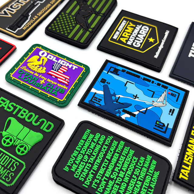 High Quality OEM Designs Custom logo 3d Patches Soft Rubber Badge Tactical Hook and Loop Pvc Patch for Clothing