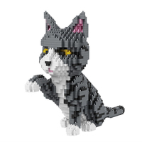 Série Chat - Blocs de Construction Thème Animal en Plastique ABS Orange et Jaune - Jouet Éducatif DIY avec 40 Pièces pour Assemblage Libre