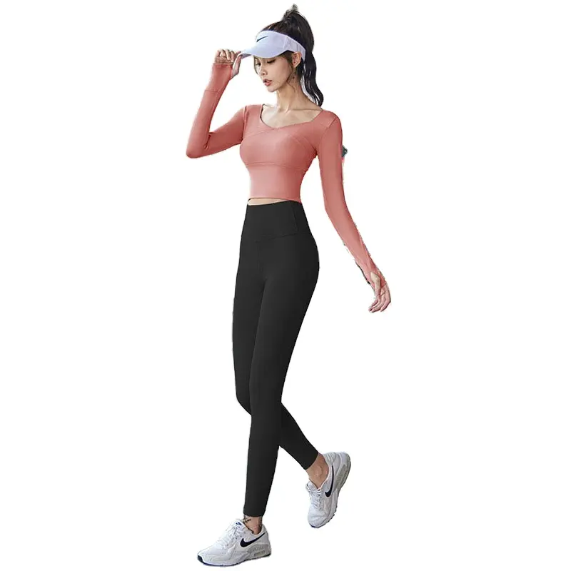 Fight receive waist yoga gym suit without wearing bra sports fitness set fast dry breathable naked feeling close skin yoga suit