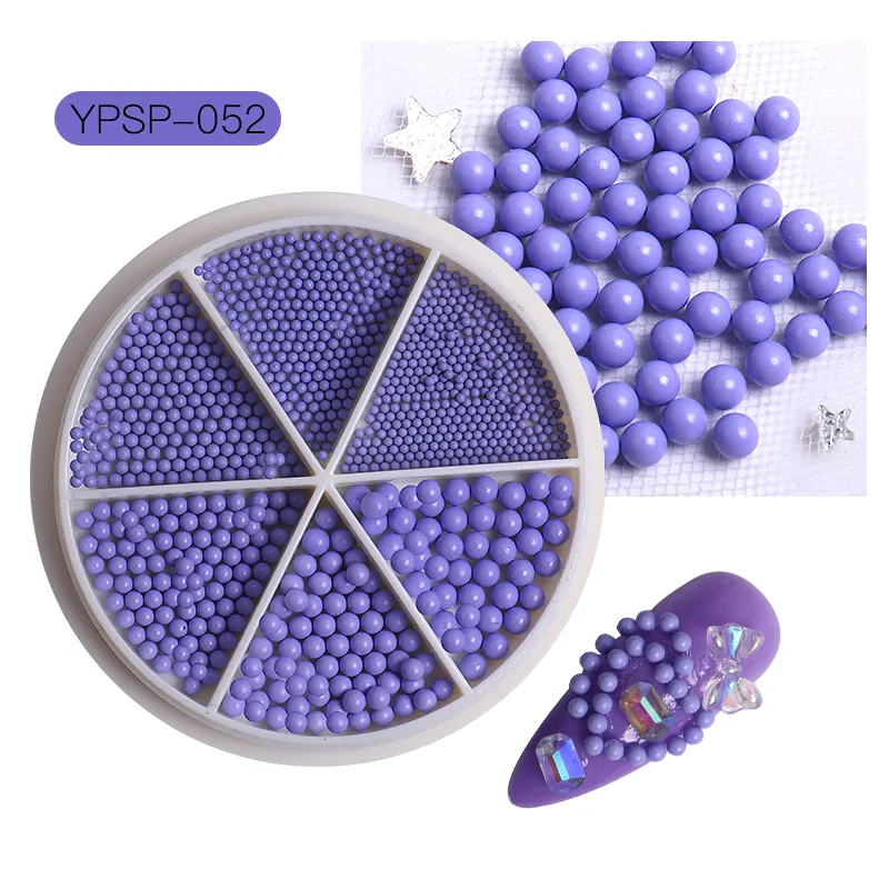 6 Grids Macaron Steel Beads for Nails Art Decoration Studs Mini Caviar Balls 0.8-3mm Mixed Acrylic Charms DIY Accessories