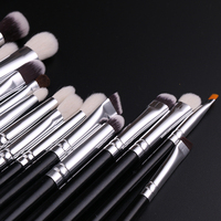 Grand ensemble complet de pinceaux de maquillage noirs 25 pièces, poils doux en poil de chèvre naturel, poils de poney, poils synthétiques, ensemble de pinceaux de maquillage, marque privée