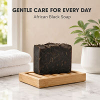 Savon noir africain artisanal, savon solide pour le visage et le corps, contrôle du sébum, étiquette privée, 100g