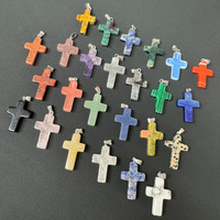 Pendentif Croix en Pierre d'Agate Naturelle Très Vendu pour la Fabrication de Bijoux DIY, Accessoires Intemporels pour Colliers d'Enfants