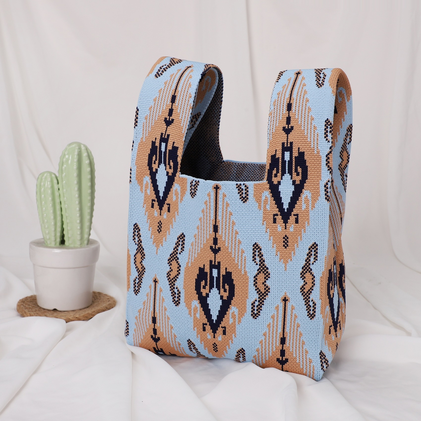 Petit sac kaki bleu clair-flèches en forme de diamant
