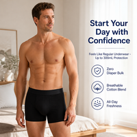 Caleçons absorbants pour le contrôle de la vessie, faible MOQ, absorption de 300 ml, aspect naturel, sans fuites, caleçons boxers pour le contrôle de la vessie