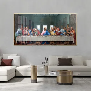 Living Room Decor Cuadros Leonardo Da Vinci The Last Supper Posters Print Wall Hanging Glass Famous Picture Painting