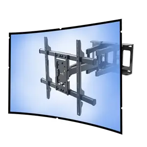 Double Lengan Penuh Gerakan Melengkung Layar Panel Datar TV Wall Mount Dukungan 65 TV Swivel Flexible Mounting Bracket