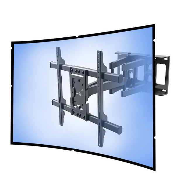 Double Arm Full Motion Curved Screen Flat Panel TV Wall Mount Support 84" TV Swivel Flexible Mounting Bracket