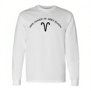 Camiseta de manga larga de la temporada de Aries con diseño de astrología del signo de Aries 100 Chance Of Aries - Product Image 2