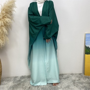 September Big Sale Gradient Abaya <b>Cardigan</b> Ombre Colors with Batwing Sleeve for Islamic Muslim Women 6750# - Product Image 3
