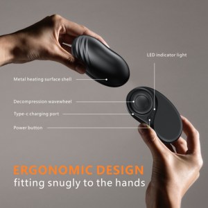 Máy sưởi cầm tay 2 trong 1 sạc USB, hình bánh xe quay, quà tặng mùa đông vui nhộn, màu hồng đen, có nam châm, dùng ngoài trời - Product Image 3