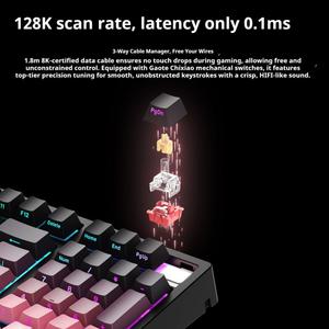 Xinmeng butfly buty מתג מכאני חוטית עם תאורה אחורית משחקים מקלדת pbt אנגלית Blackberry בצד חריטה 99 מפתחות - Product Image 3