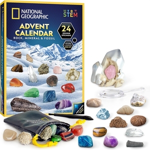 Caja de Calendario de Adviento de 24 Piedras Preciosas para Niños, Colección Personalizada de Crystal Rock, Papel en Relieve con Minerales Fósiles para Crema Facial - Product Image 1