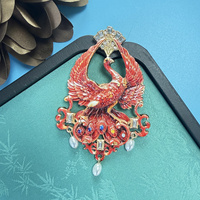 Broche Paon 3D en Émail 6 Couleurs avec Perle Imitation Goutte d'Eau, Épingle de Revers Unisexe de Luxe, Accessoire de Costume Formel