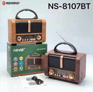 Redwingy NS-8107BT <span class=keywords><strong>Vintage</strong></span> <span class=keywords><strong>autoradio</strong></span> Portable en bois haut-parleur extérieur tourne-disque lecteur avec carte Tf fonction TWS Am Fm Radio - Product Image 5