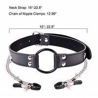 Harnais de poitrine SM avec pince pour les mamelons, collier de cou, pince pour les seins, dispositif de bondage pour jeux sexuels