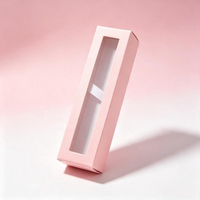 Boîte d'emballage carrée personnalisée pour stylos aquarelle en matériaux recyclés, avec fenêtre intégrée, design pliable, finition pelliculage mat, logo
