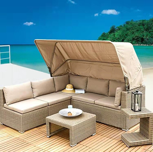Canapé de jardin d'extérieur en rotin tressé, mobilier de loisirs, lit de soleil, combinaison de canapés d'angle pour patio - Product Image 4