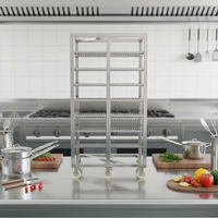 Chariot de boulangerie en acier inoxydable à 16 niveaux, double rangée, pour plateaux de cuisson, avec roues à frein pour four à pain - Vente chaude