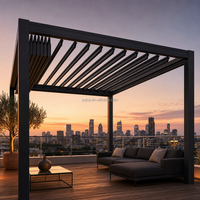 Einziehbare Aluminium-Lamellenpergola mit Motorisiertem Dachsystem, Wasserdicht und Windbeständig für Terrasse, Garten und Außenbereich