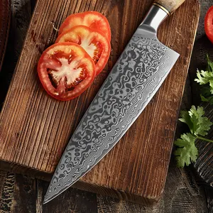 Набор японских кухонных ножей ручной работы из дамасской стали с деревянной ручкой, 6 шт.