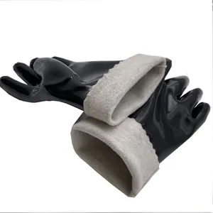 Guanti rivestiti guanti da lavoro riutilizzabili per impieghi gravosi guanti da lavoro di sicurezza antiscivolo resistenti all'olio PVC resistente alla corrosione poliestere nero