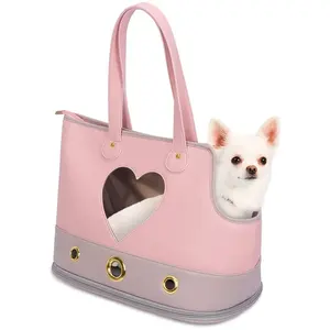Fashion Dog Purse Carrier With Heart Shape Pet Carrying Bag Waterproof Premium Oxford Cloth Dog Carrier Bag