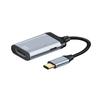 Hub USB C Multiport ke HDTV 2.0 VGA MiniDP 1.4 DP1.4 dengan Pengisian Daya PD 100W Dongle Aluminium