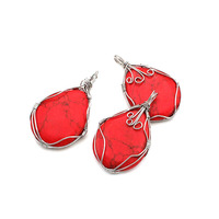 Vente directe d'usine - Pendentif en pierre naturelle, cristal de quartz, amazonite, forme de goutte, enveloppé de fil, pierre de zoïsite rubis