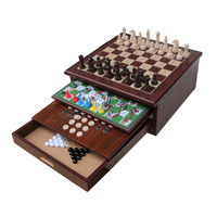 Ensemble de jeux de société de luxe 10 en 1, centre de jeux de table en bois, tic-tac-toe, solitaire, serpents et échelles, mancala, backgammon