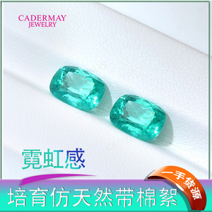 Cadermay Neon Paraiba Tourmaline Cushion Cut Loose Stone Green Synthetic Gemstone For Jewelry Making - Product Image 4