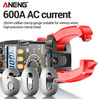 Pince Ampèremétrique Numérique Automatique ANENG PN107 True RMS, Multimètre Électrique 4000 Points, Testeur CAT II 600V AC/DC, Multitesteur de Tension