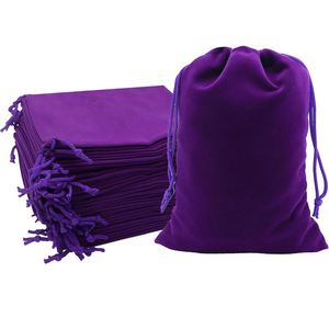 Sacs à cordon en velours violet standard 15*20cm en gros pour colliers de pierres précieuses, lunettes, fêtes et cadeaux de mariage - Product Image 1