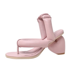 Trendy Women Unique Heart Shape Heels Clip Toe Dress <b>Shoes</b> Office Lady Sexy <b>Soft</b> Puffy Straps Sandals Custom Logo - Product Image 2