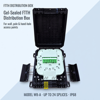 Boîtier de distribution de fibre optique étanche IP68, boîtier terminal FTTH mural 24 cœurs, 8 adaptateurs SC, 2x répartiteur PLC, plateau de raccordement