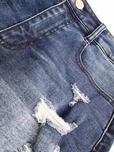 Wholesale Custom Skinny Slim Fit Washed <b>High</b> Quality Elastic <b>High</b> <b>Waist</b> Cropped <b>Ripped</b> Women's <b>Denim</b> <b>Shorts</b> - Product Image 2