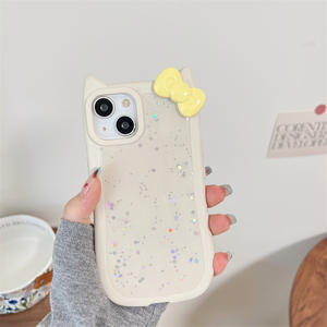 Para <span class=keywords><strong>Samsung</strong></span> para <span class=keywords><strong>Galaxy</strong></span> <span class=keywords><strong>A51</strong></span> Nueva cubierta de teléfono móvil con purpurina con nudo de lazo Oreja de animal Funda a prueba de golpes en blanco - Product Image 3