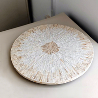 Plateau rotatif décoratif fait main avec incrustations de coquillages, motif nature morte, style européen, luxe léger, pour rangement d'aromathérapie, pour la maison et le bureau
